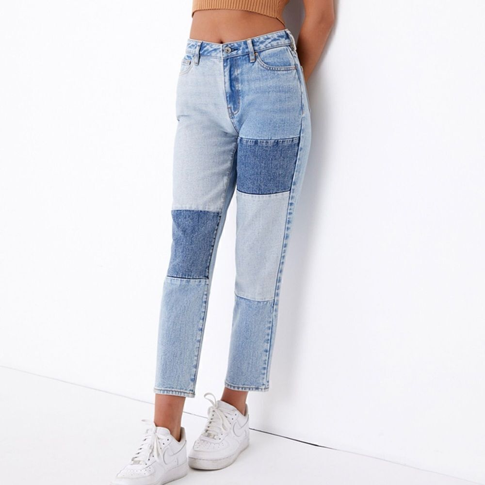 PacSun Patchwork High Rise Crop Mom Jeans Blue Size 26‎